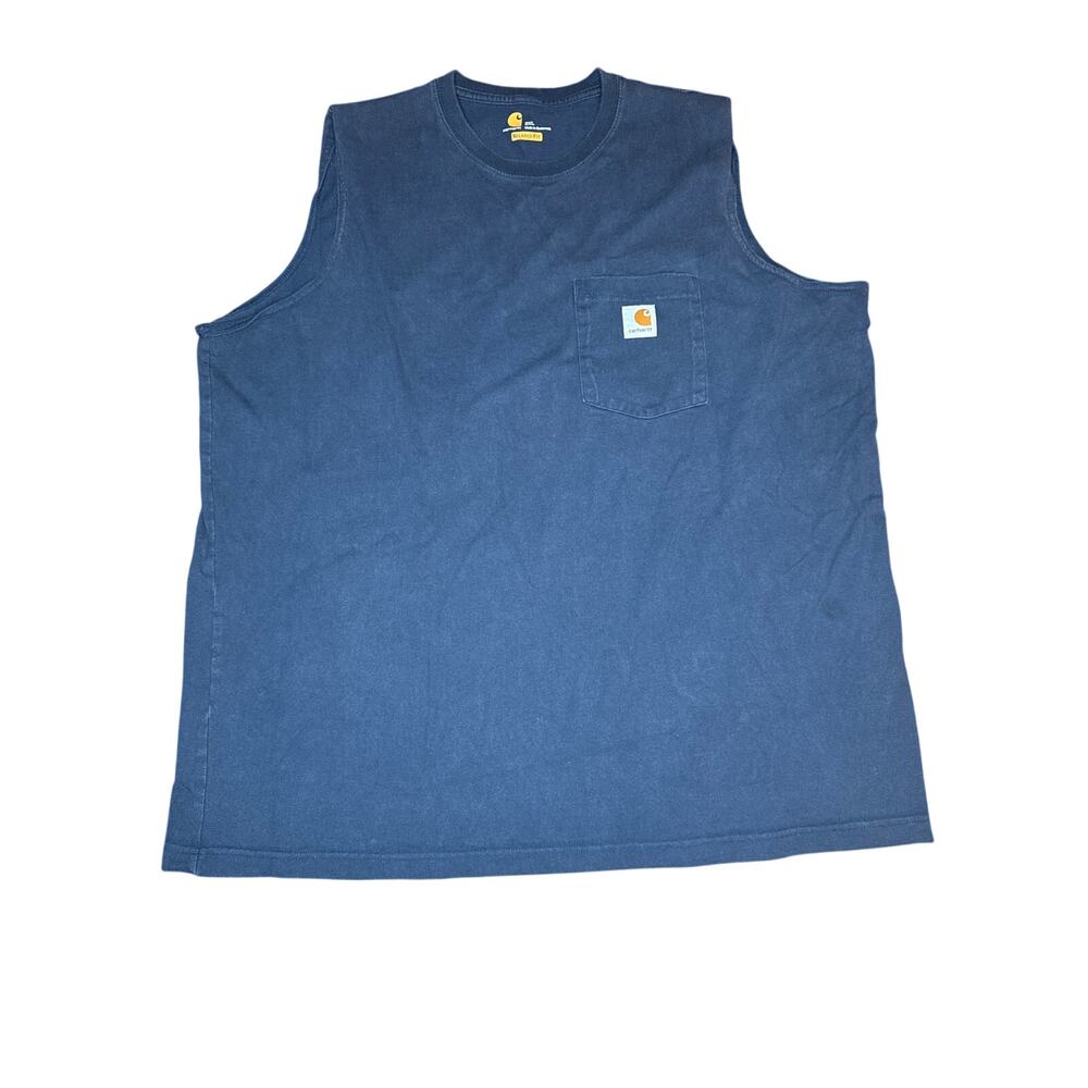Carhartt Shirt Mens 2XL Black Cotton Pocket Relaxed Fit Tank Top